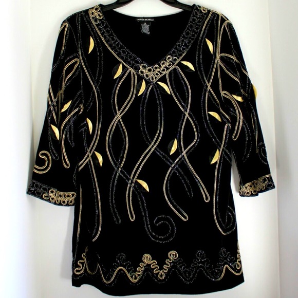 Lauren Michelle Tops - {Lauren Michelle} Black and Gold Top
